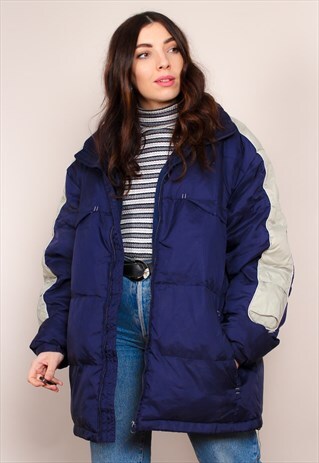 VINTAGE 90S OVERSIZED BLUE PUFFER JACKET