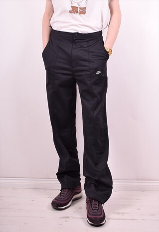 NIKE MENS VINTAGE TRACKSUIT TROUSERS W32 L32 BLACK 90S