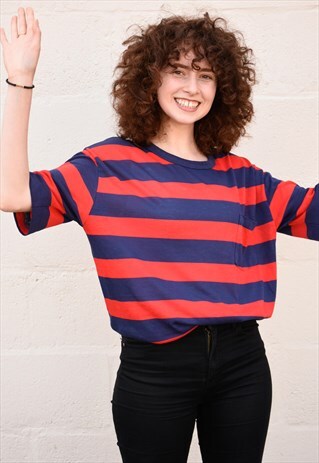 WENTWORTH NAVY/RED HORIZONTAL STRIPPED SHIRT