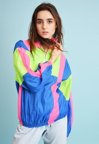 VINTAGE 80'S RETRO ATHLEISURE BOMBER SHELL JACKET