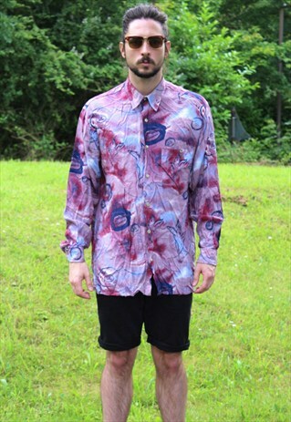 VINTAGE 80S ART NERD SHIRT - MEDIUM - FESTIVAL