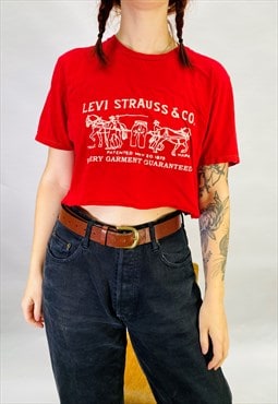 Vintage Size M Levis Crop T Shirt in Red