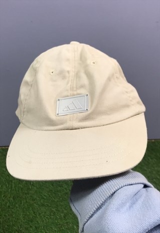VINTAGE ADIDAS STEELER BASEBALL CAP HAT IN BEIGE WITH METAL