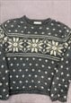 VINTAGE KNITTED JUMPER ABSTRACT PATTERNED CHUNKY KNIT 