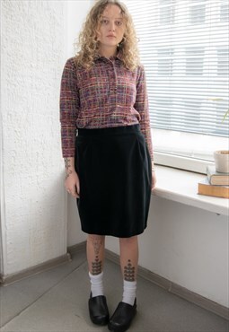 Vintage 80's Black Velvet Mini Skirt