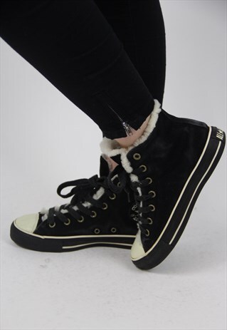 VINTAGE CONVERSE BLACK SUEDE TRAINERS