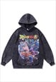 Dragon Ball hoodie vintage wash pullover anime jumper grey