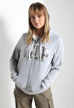 Vintage Gap Zip Up Hoodie Fleece Lined Grey