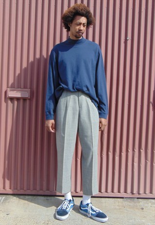 90S ITALIAN MINIMALIST PLEATED MINI HOUNDSTOOTH TROUSERS 28