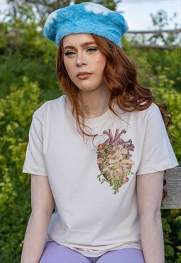 Mushroom Heart Organic Natural Pocket Tee