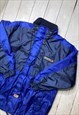 VINTAGE BLUE REEBOK LARGE 90S COAT W HIDDEN HOOD 