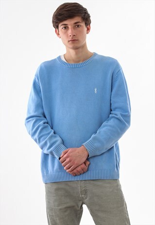 VINTAGE YVES SAINT LAURENT SWEATER 90S BLUE KNITTED