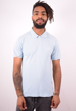 LOTTO MENS VINTAGE POLO SHIRT MEDIUM BLUE 90S
