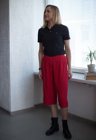 VINTAGE 90'S RED LOOSE HIGH WAIST SHORTS