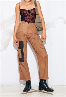 Reworked Vintage 90s Cargo Trousers in Mud Wash Brown