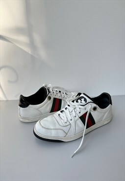 Gucci 283115 Leather Web Stripe Low Sneaker