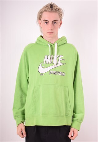 NIKE MENS VINTAGE HOODIE JUMPER LARGE GREEN 90S
