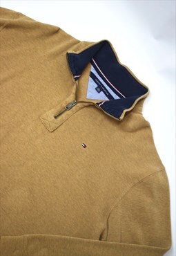 Vintage 90s Tommy Hilfiger Brown 1/4 Zip Sweatshirt