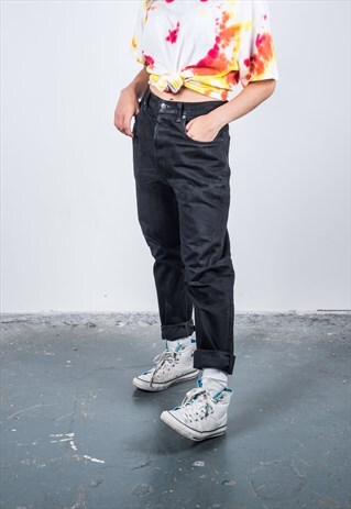 VINTAGE HIGH-WAISTED BLACK LEVI'S 501 MOM JEANS