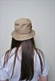 90'S MINIMALIST BUCKET HAT, VINTAGE BEIGE FISHER HAT 