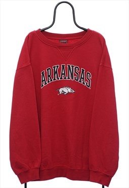 Vintage Arkansas Razorbacks NCAA Red Sweatshirt Womens