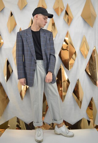 OVERSIZE VINTAGE CHECKERED BLAZER