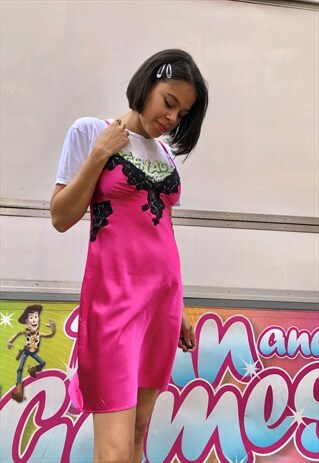 VINTAGE PINK SATIN SLIP