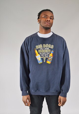 VINTAGE WRANGLER BIG DOGS SWEATSHIRT NAVY BLUE