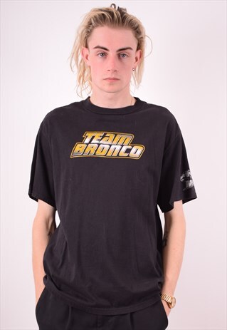 ADIDAS MENS VINTAGE T-SHIRT TOP MEDIUM BLACK 90S