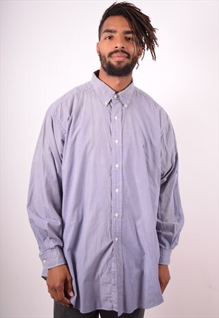 RALPH LAUREN MENS VINTAGE SHIRT XL BLUE CHECK 90S