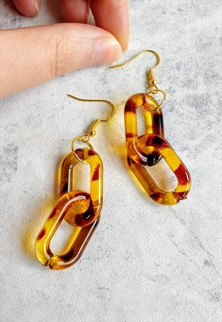 CLASSIC TORTOISESHELL RETRO ACRYLIC EARRINGS