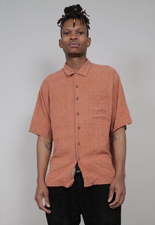 VINTAGE 90'S SHORT-SLEEVED RUST TEXTURED SHIRT