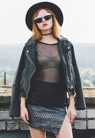 ASYMMETRIC FAUX LEATHER SKIRT