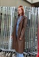 MANGO GENUINE LEATHER BROWN LONG BELTED PREPPY TRENCH