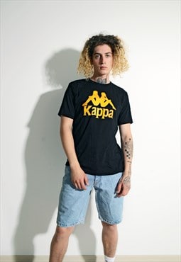 KAPPA black men's vintage t-shirt big logo classic tee Y2K