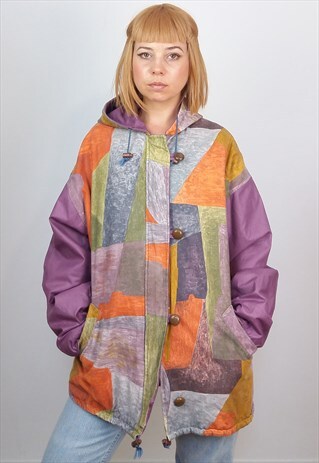 VINTAGE 80'S 90'S PASTEL PRINT OVERSIZED JACKET / COAT