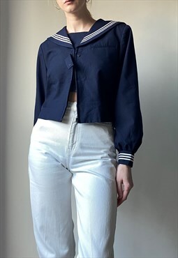 Vintage Navy Seifuku Sailor School Top Size S/M