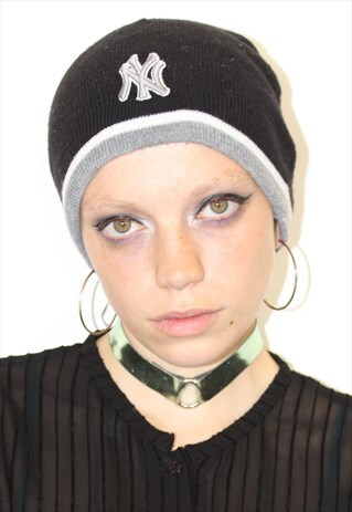 BEANIE BLACK HIPSTER NEW YORK YANKEES WHITE GREY UNISEX HAT