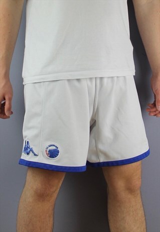 VINTAGE KAPPA FC KOBENHAVN SHORTS IN WHITE WITH EMBROIDERED