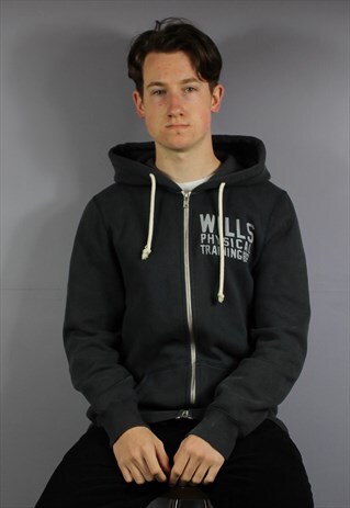 VINTAGE JACK WILLS HOODIE IN NAVY BLUE WITH PRINTED LOGO AND