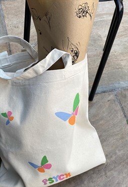 Colourful Butterfly Print Tote Bag