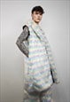 STRIPED FAUX FUR COAT LONGLINE PASTEL STRIPE CARNIVAL JACKET