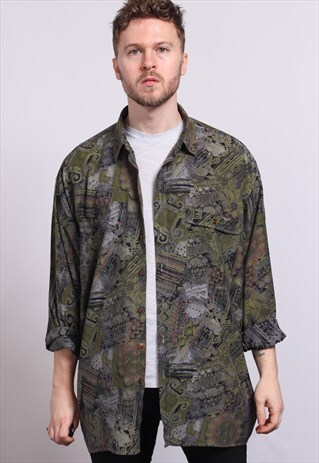 VINTAGE ABSTRACT PATTERNED SHIRT 90'S