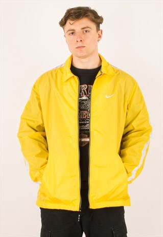 VINTAGE 90S YELLOW NIKE WINDBREAKER JACKET LARGE