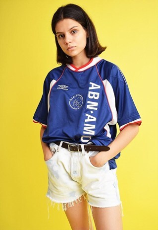 COOL 90'S RETRO UMBRO VARSITY OVERSIZED JERSEY T-SHIRT TOP
