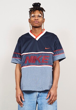 VINTAGE 90'S NIKE NAVY OVERSIZED BASKETBALL T-SHIRT