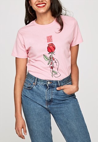 UNISEX T-SHIRT IN PASTEL PINK WITH ILLUSTRATION