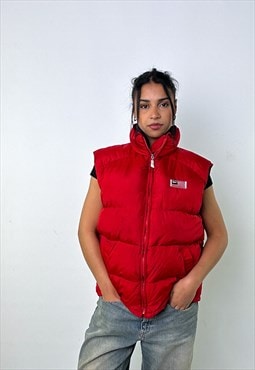 Red 90s Reebok USA Puffer Jacket Coat Gilet