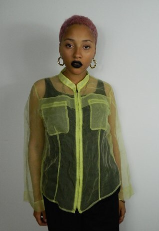 NEON GREEN VINTAGE SHEER BLOUSE
