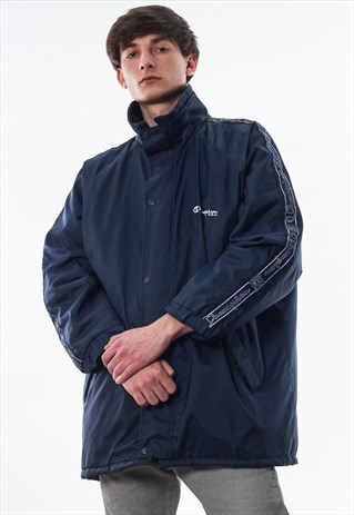 VINTAGE CHAMPION WINTER PADDED COAT 90S NAVY BLUE